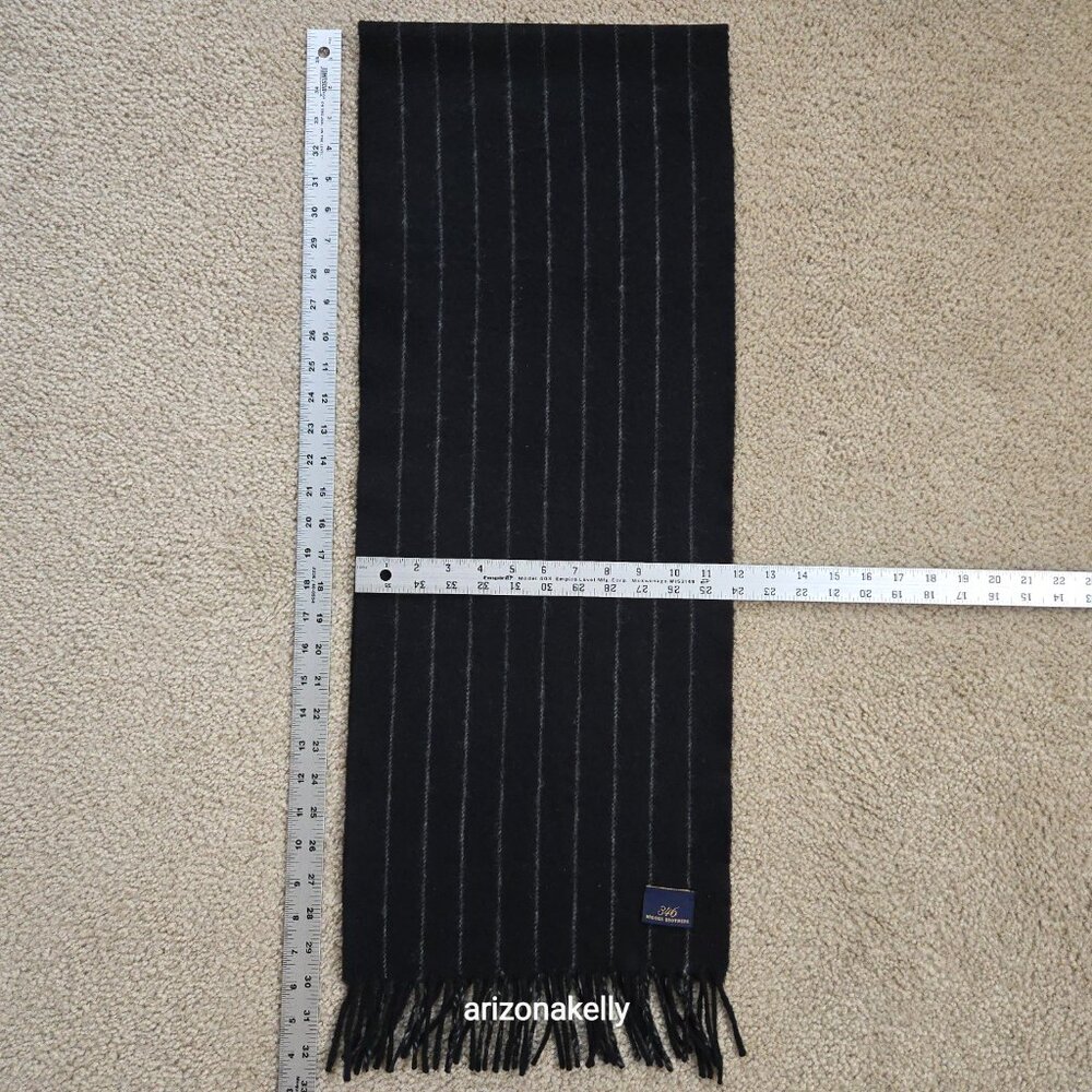 Brooks Brothers 346 Lambswool Black Pinstripe Scarf - Picture 7 of 10